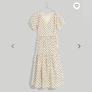 Madewell tiered puff sleeve midi wrap dress in dot